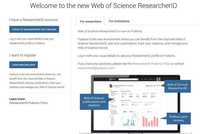 Профіль автора - Researcher ID